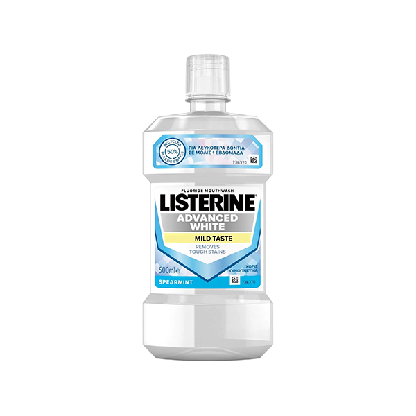 Listerine Advanced White Mild Taste Mouthwash 500ml вода за уста 500 мл унисекс | monna.bg