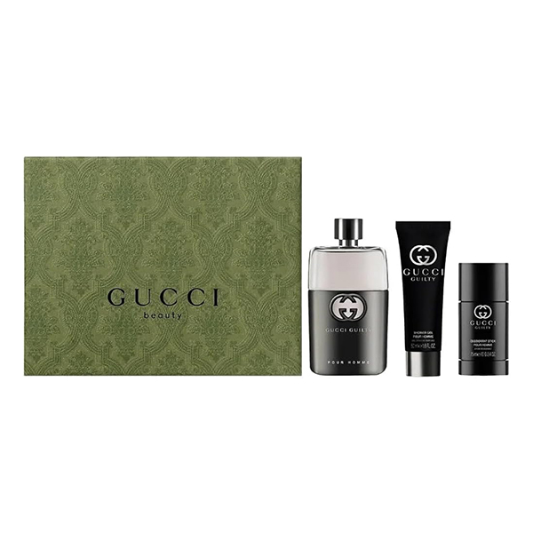 Gucci Guilty подаръчен комплект с тоалетна вода 90мл, део стик 75мл и душ гел 50мл за мъже | monna.bg