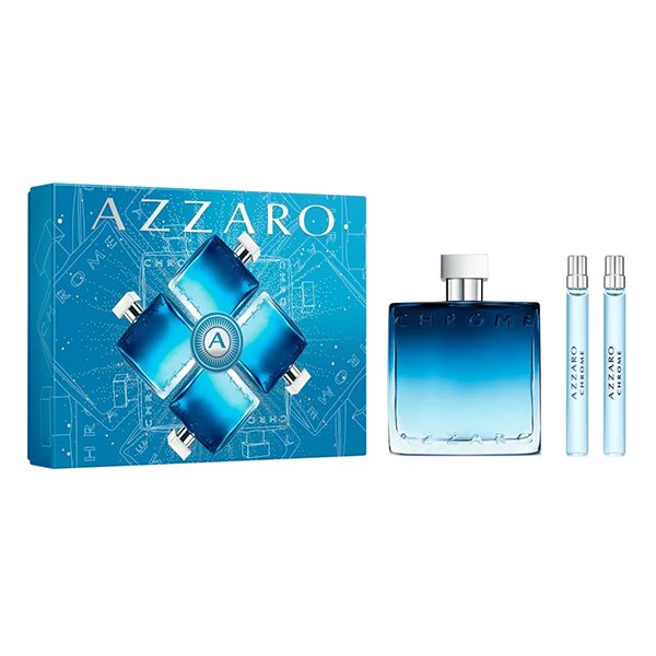 Azzaro Chrome подаръчен комплект с парфюмна вода 100мл, парфюмна вода 10мл и тоалетна вода 10мл за мъже | monna.bg
