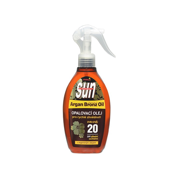 Vivaco Sun Argan Bronz Oil Tanning Oil слънцезащитен спрей за лице и тяло spf 20 унисекс | monna.bg