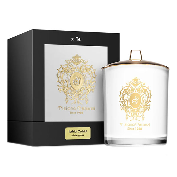 Tiziana Terenzi Ischia Orchid White Glass Candle ароматна свещ с дървен фитил унисекс | monna.bg