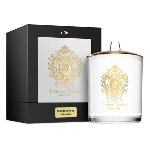 Tiziana Terenzi Mediterranean White Glass Candle ароматна свещ с дървен фитил унисекс | monna.bg