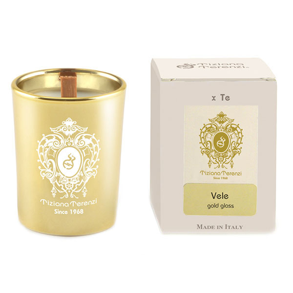 Tiziana Terenzi Vele Gold Glass Candle ароматна свещ с дървен фитил унисекс | monna.bg
