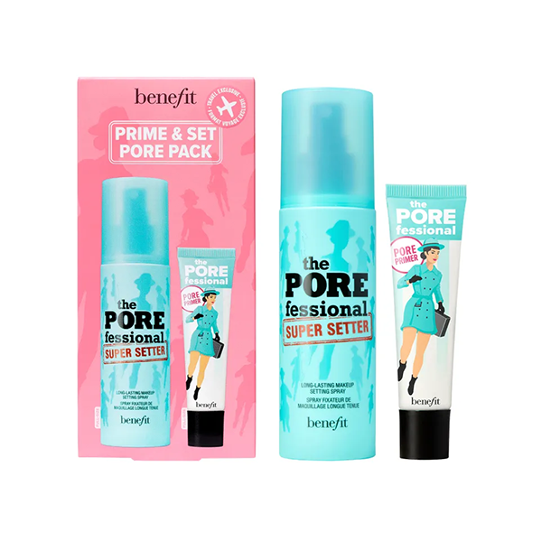 Benefit Prime & Pore Make-Up Set комплект основа и фиксатор за грим за жени | monna.bg