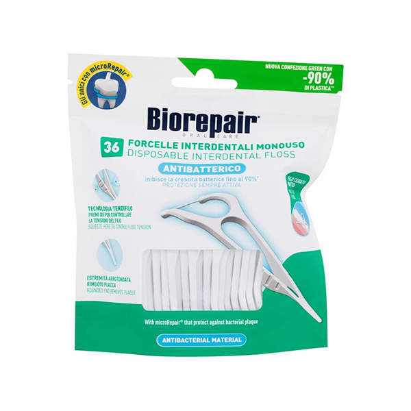 Biorepair Antibacterial Disposable Interdental Floss комплект от eднократни дръжки с конец за зъби унисекс | monna.bg