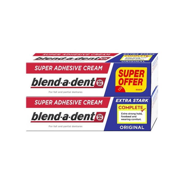 Blend-a-dent Extra Strong Original Super Adhesive Fixative Cream Set комплект 2 бр. лепило крем за зъбни протези унисекс | monna.bg