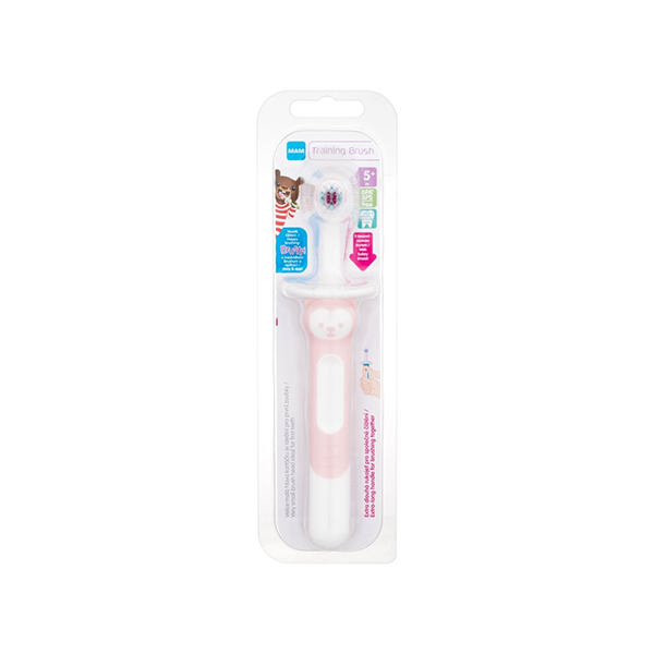 MAM Baby's Training Brush Toothbrush Pink 5м+ четка за почистване на първите зъби за деца | monna.bg