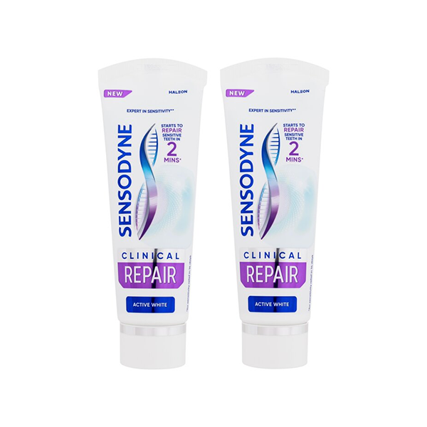 Sensodyne Clinical Repair Active White Toothpaste комплект 2 бр. паста за зъби против плака и цялостна защита унисекс | monna.bg