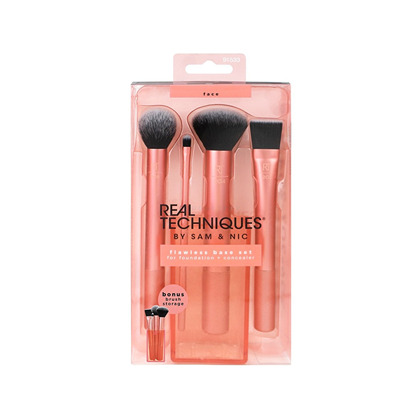 Real Techniques Flawless Base Set - Blush Brush 205 + Flawless Base Concealer Brush 201 + Flawless Base Powder Brush 206 + Real Techniques Foundation Brush комплект четки за грим за жени | monna.bg