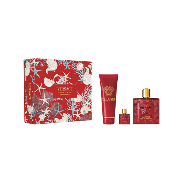 Versace Eros Flame подаръчен комплект с парфюмна вода 100мл и душ гел 150мл за мъже | monna.bg