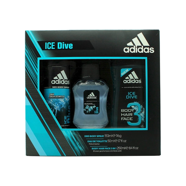 Adidas Ice Dive подаръчен комплект с тоалетна вода 50мл и дезодорант 150мл за мъже | monna.bg