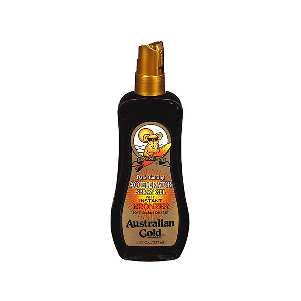 Australian Gold Accelerator Spray Gel Dark Tanning + With Bronzers / Aloe Vera + Vitamine / Dark tanning Formula спрей-гел активатор за тен с бронзант унисекс | monna.bg
