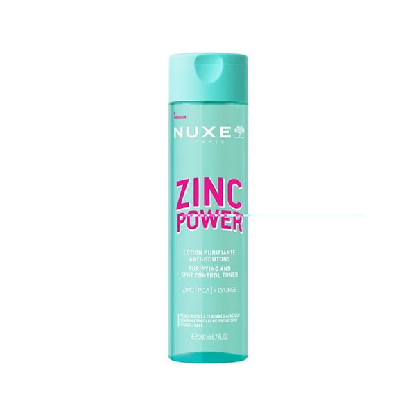 Nuxe Zinc Power Purifying And Spot Control Toner тонизиращ лосион за почистване и контрол на черните точки с цинк [pca] и екстракт от личи срещу несъвършенства за жени | monna.bg